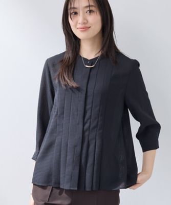 ¥12,500＋税　INDIVI 七分袖　トップス　タグ付き新品 オフホワイト 【INDIVI】カットソー 7分袖 シルケット天竺 クルー