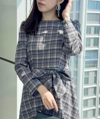 大人可愛い・微起毛】先染めチェック柄フィット＆フレアワンピース