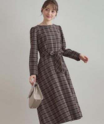 大人可愛い・微起毛】先染めチェック柄フィット＆フレアワンピース