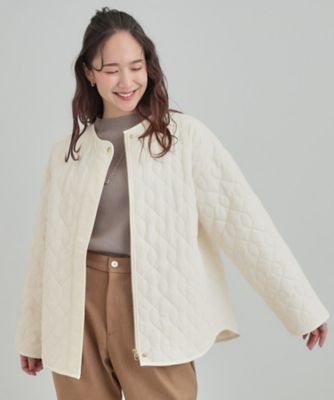 洗濯機可／S－LL／撥水】大人が着たい ノーカラー キルトジャケット