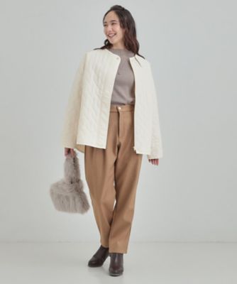 洗濯機可／S－LL／撥水】大人が着たい ノーカラー キルトジャケット