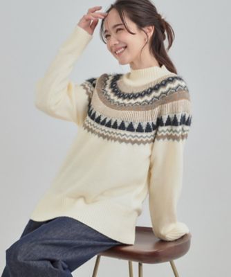 ＜SHOO LA RUE (Women)＞配色が大人かわいい　フェアアイル柄求心ニット（２００２５６０４１４）