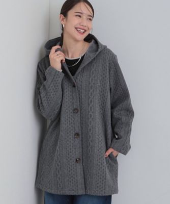 ＜SHOO LA RUE (Women)＞裏側ベロアジャージであったか　ケーブルジャカードコーディガン（２００２５６０４３９）