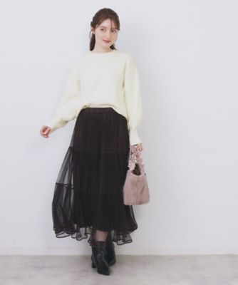 モックネックボクシーラメニット【洗濯機OK】《7col