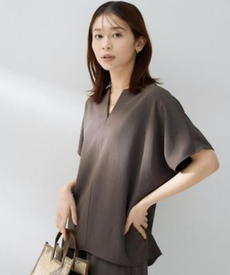 新色追加／多機能セットアップ】リラクシーキーVネックブラウス