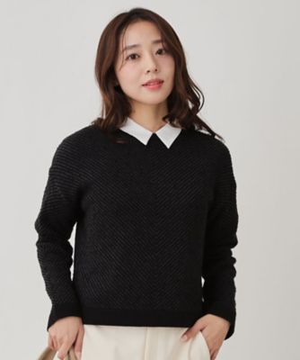 ＜COUP DE CHANCE (Women)＞【手洗い可】ジャガートニットトップス（２００２５６０５８５）