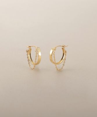 ＜COCOSHNIK (Women)＞Ｋ１０チェーンドレープ　フープピアス（２００２５６０６５２）