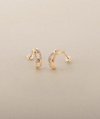 ＜COCOSHNIK (Women)＞Ｋ１０ダイヤモンド　キヘイチェーンモチーフ　スタッドピアス（２００２５６０６６０）