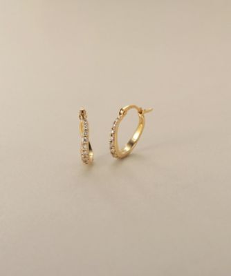 ＜COCOSHNIK (Women)＞Ｋ１０ダイヤモンド　グラデカーブ　フープピアス（２００２５６０６６１）