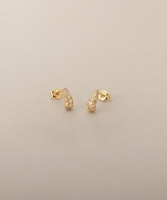 ＜COCOSHNIK (Women)＞Ｋ１８ダイヤモンド　ペアシェイプカーブライン　スタッドピアス（２００２５６０６６２）