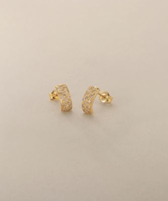 ＜COCOSHNIK (Women)＞Ｋ１８ダイヤモンド　スクエアカーブライン　スタッドピアス（２００２５６０６６３）