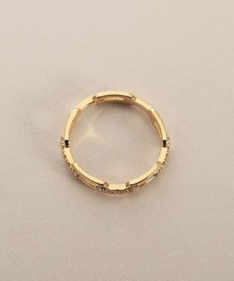 K18ダイヤモンド ケーブルチェーンモチーフ リング