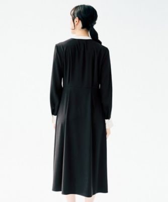 現行♡フェンディ パールカフス ボウタイワンピース バイカラー ロング 36 洗える／前開き／フォーマル】バイカラー ワンピース