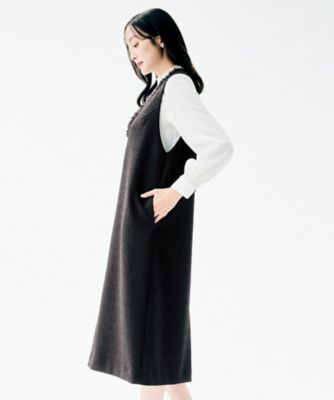 洗えるワンピース／カジュアル／ドレッシー】ツイード ジャンパー