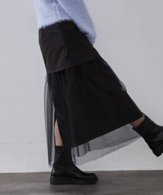 OPAQUE.CLIP (Women)/オペークドットクリップ チュールドッキングデザインスカート(2002560834) クロ019 ロングスカート【三越伊勢丹/公式】