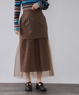 OPAQUE.CLIP (Women)/オペークドットクリップ チュールドッキングデザインスカート(2002560834) チャ044 ロングスカート【三越伊勢丹/公式】