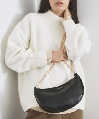 OPAQUE.CLIP (Women)/オペークドットクリップ オイル調合成皮革チェーンハンドルムーンミドルバッグ(2002561069) クロ019 ハンドバッグ【三越伊勢丹/公式】