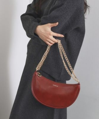 OPAQUE.CLIP (Women)/オペークドットクリップ オイル調合成皮革チェーンハンドルムーンミドルバッグ(2002561069) アカ063 ハンドバッグ【三越伊勢丹/公式】