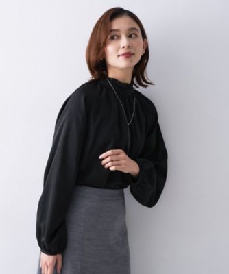 エレガント／お仕事着にも】スタンドフリルネック ブラウス