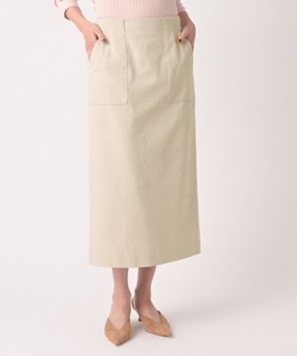 ＜UNTITLED L (Women/大きいサイズ)＞【洗える／後ろウエストゴム】オックスアイラインスカート（２００２５６１６６５）