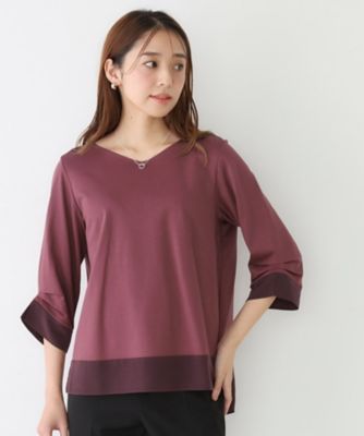 COUP DE CHANCE (Women)/クードシャンス【手洗い可/日本製】異素材ドッキングのカットソー(2002561769) アカ064 トップス【三越伊勢丹/公式】