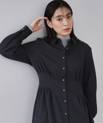 ウエストタックフィット＆フレアワンピース【洗濯機OK