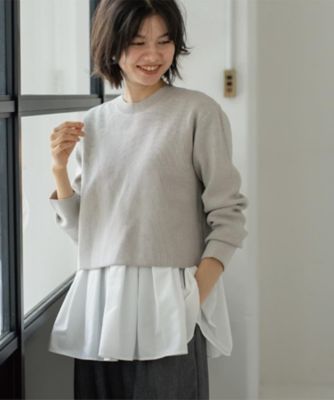 ツインセット》ショートラメニット×フレアタンクトップ【洗濯機OK