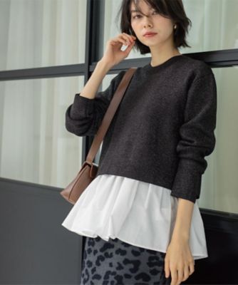 OPAQUE.CLIP (Women)/オペークドットクリップ 《ツインセット》ショートラメニット×フレアタンクトップ(2002562273) クロ619 トップス【三越伊勢丹/公式】