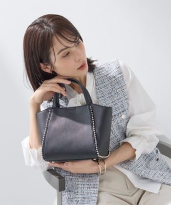 ＜INDIVI (Women)＞【ミドルサイズ／合成皮革／ショルダー付】スタッズ風メタルバッグ（２００２５６２３００）