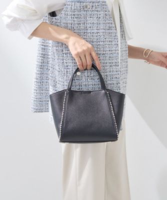 ミドルサイズ／合成皮革／ショルダー付】スタッズ風メタルバッグ