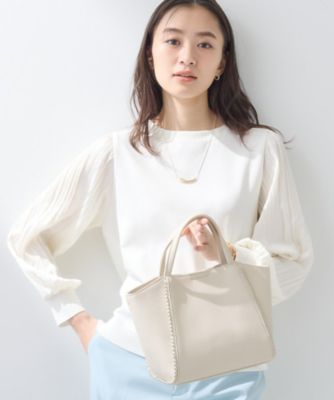 ミドルサイズ／合成皮革／ショルダー付】スタッズ風メタルバッグ