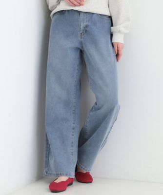 ＜SHOO LA RUE (Women)＞【あったか／Ｓ－ＬＬ】脚のラインを拾いにくい　裏微起毛　デニムワイドパンツ（２００２５６２３１６）