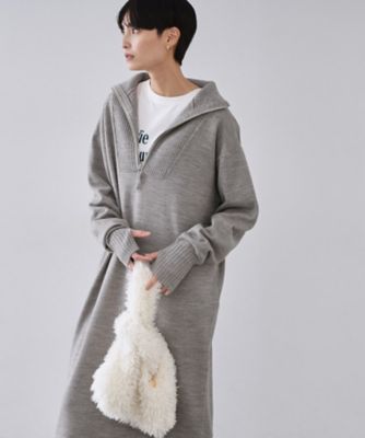 ＜OPAQUE.CLIP (Women)＞ハーフジップニットワンピース【洗濯機ＯＫ】（２００２５６２３１８）