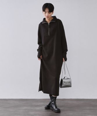 ハーフジップニットワンピース【洗濯機OK】（2002562318