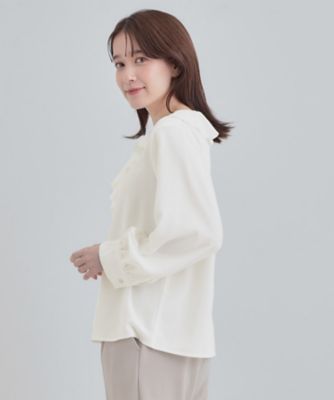 洗濯機可／S－LL】お顔周りを華やかに。フリル襟ブラウス
