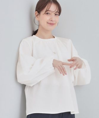 ＜SHOO LA RUE (Women)＞【洗濯機可／Ｓ－ＬＬ】ふんわりとしたお袖が愛らしい　ジレスタイルに合うブラウス（２００２５６２３２２）