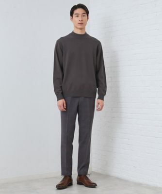 冬のビジネスシーンに最適】シルキーモックネックニット 洗濯機OK
