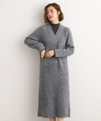 ＜GROVE (Women)＞一枚でレイヤードコーデ完成！ブークレーニットワンピース（２００２５６２４８７）