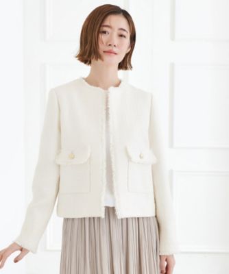 ＜GROVE (Women)＞【ハレの日・通勤】着回しできる上品ツイードジャケット（２００２５６２５４１）