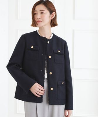 【ハレの日・通勤】きちんとからカジュアルまで着回せる、ミドル丈ツイードジャケット（２００２５６２５４２）