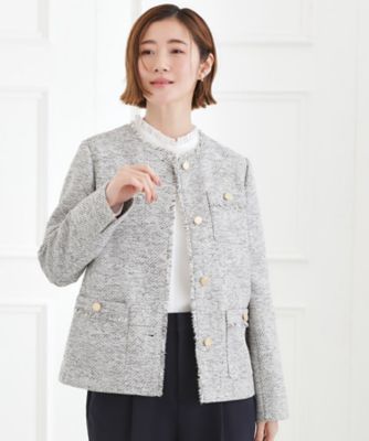 【ハレの日・通勤】きちんとからカジュアルまで着回せる、ミドル丈ツイードジャケット（２００２５６２５４２）