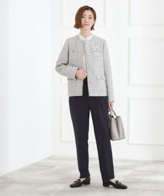 【ハレの日・通勤】きちんとからカジュアルまで着回せる、ミドル丈ツイードジャケット（２００２５６２５４２）