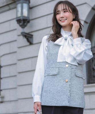 手洗いOK】ツイードペプラムジレ（2002562543） | GROVE