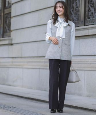 手洗いOK】ツイードペプラムジレ（2002562543） | GROVE