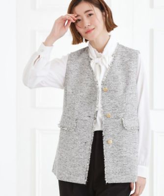 手洗いOK】ツイードペプラムジレ（2002562543） | GROVE