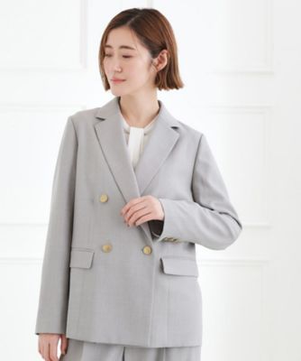 マシンウォッシュ／防シワ】ダブルテーラードジャケット【着回し