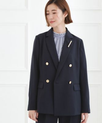 マシンウォッシュ／防シワ】ダブルテーラードジャケット【着回し