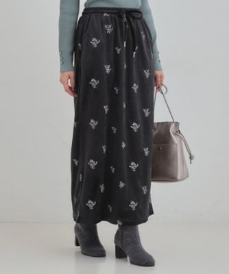 ＜SHOO LA RUE (Women)＞刺繍ベロア調ナロースカート（２００２５６２５５６）