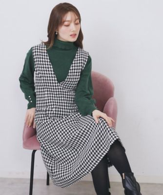 ＜index (Women)＞ラメスパンコール千鳥柄ジャンスカ【洗濯機ＯＫ／イージーアイロン】（２００２５６２５９３）