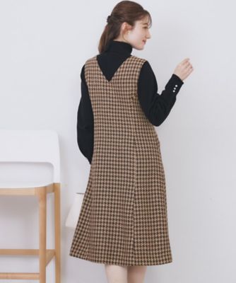 ラメスパンコール千鳥柄ジャンスカ【洗濯機OK／イージーアイロン